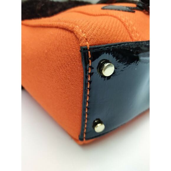 Kate Spade Quinn Foxtrot Hill Autumn Orange Canvas Fur Satchel Bag - NWT $318 - Picture 8 of 12